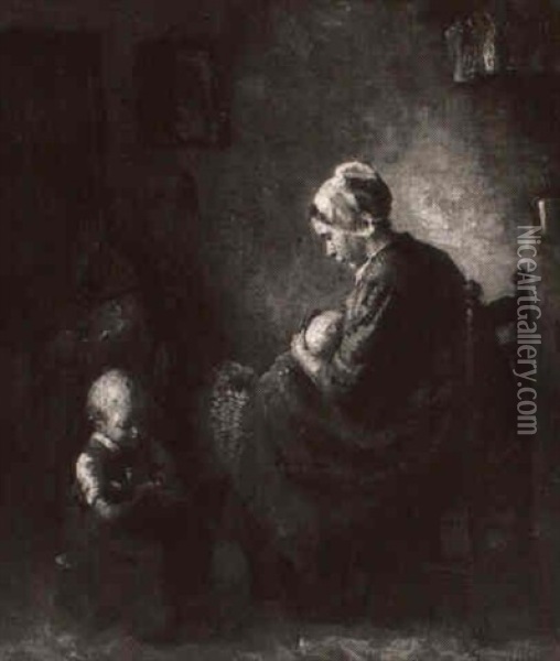 Mother With Children Oil Painting - Bernard de Hoog