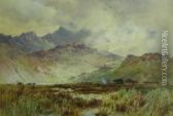 Highland Scene With Cattle Oil Painting - Alfred de Breanski