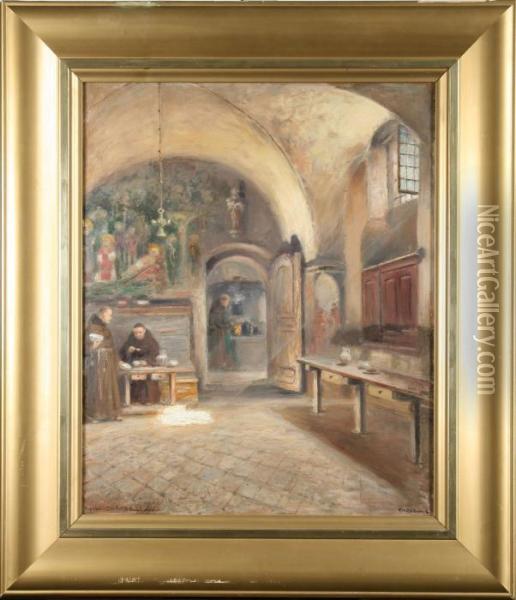 Klosterinterior Fran Assisi Oil Painting - Frans Wilhelm Odelmark