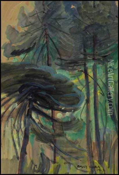 Mab Bab Trees Oil Painting - Emily M. Carr