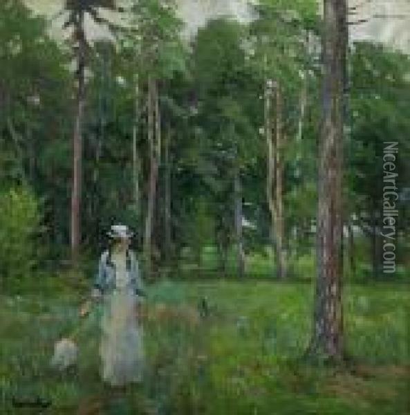 Junge Frau Auf Einerwaldlichtung Oil Painting - Edward Alfred Cucuel