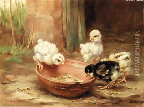 Chicks Oil Painting - Lucy Ann Leavers