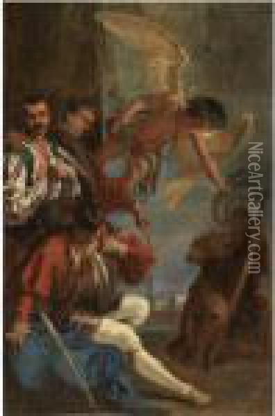 Anteros Pleads With Atropos Oil Painting - Sebastiano Ricci