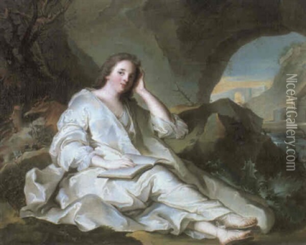 Portrait De La Duchesse De Mailly En Sainte-madleine Oil Painting - Jean Marc Nattier