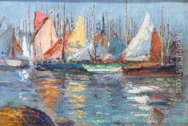 Harbour, Brittany Oil Painting - C.Samuel Taylor
