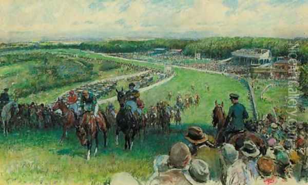 Glorious Goodwood Oil Painting - Gilbert Holiday