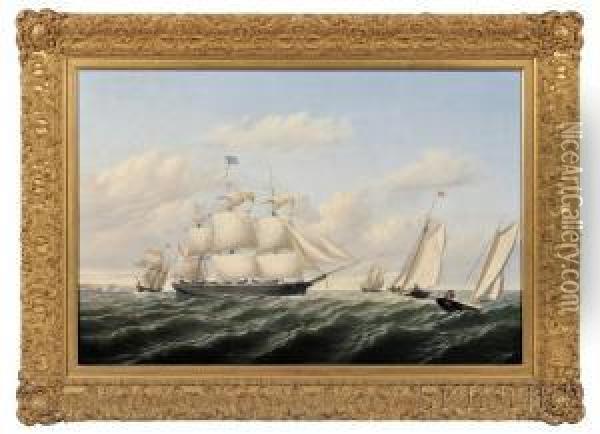 The Whaleship 
Speedwell Of Fairhaven Outward Bound Off Gay Head 
1853. Oil Painting - William Bradford