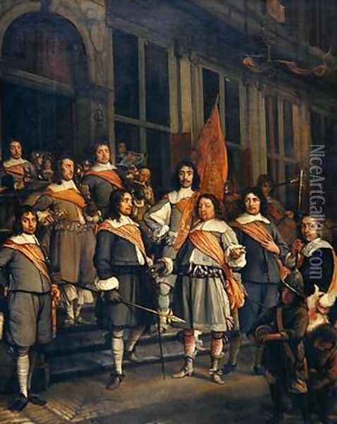 A Company of the Hague Arquebusiers Oil Painting - Maerten Lengele