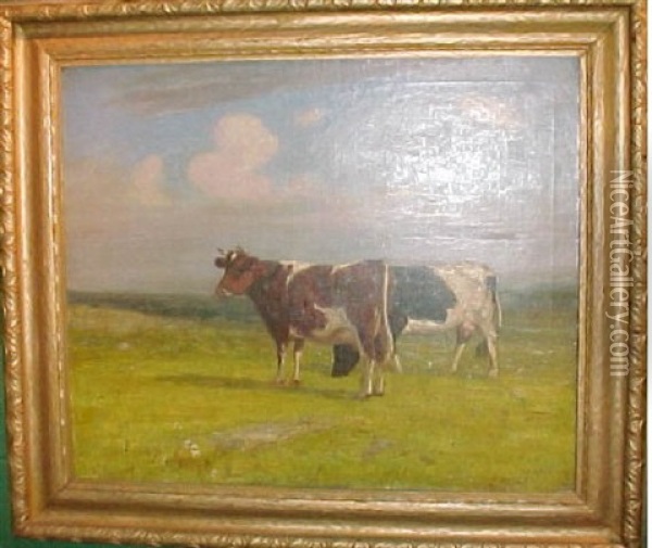 Cows Grazing Oil Painting - Albion Harris Bicknell