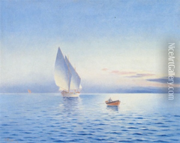 Sailing At Sunrise Oil Painting - Helen Prosalentis