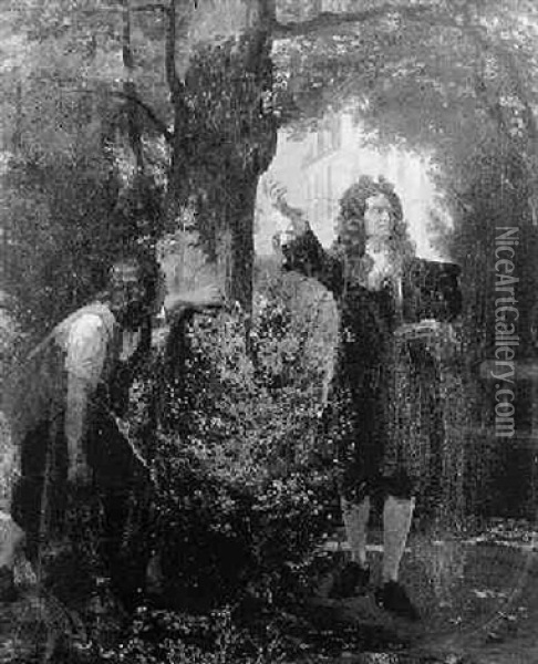 Gentilhomme Declamant Dans Le Parc Oil Painting - Eugene Ernest Hillemacher