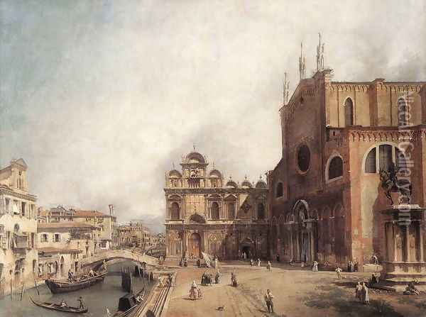 Santi Giovanni E Paolo And The Scuola Di San Marco Oil Painting - (Giovanni Antonio Canal) Canaletto
