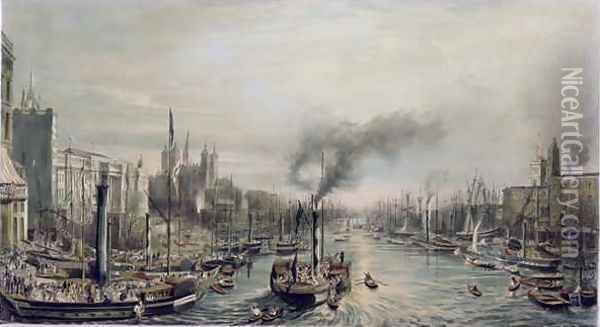 Pool of London from London Bridge, 1841 Oil Painting - William Parrott
