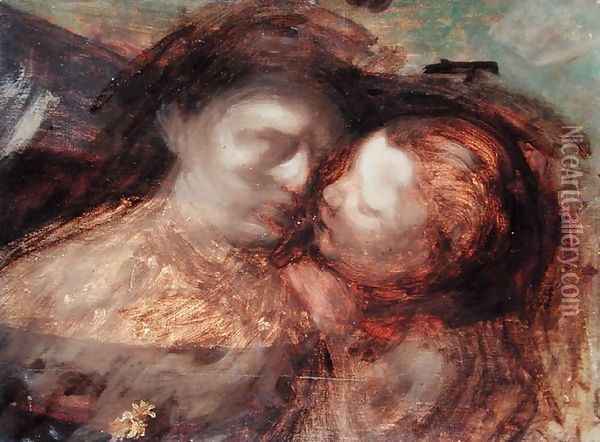 Mother and Child, late 1890s Oil Painting - Eugene Carriere