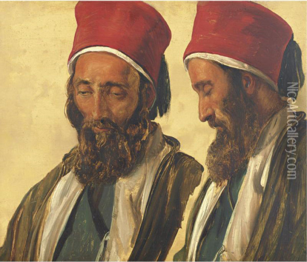Two Merchants Oil Painting - Solomon Alexander Hart
