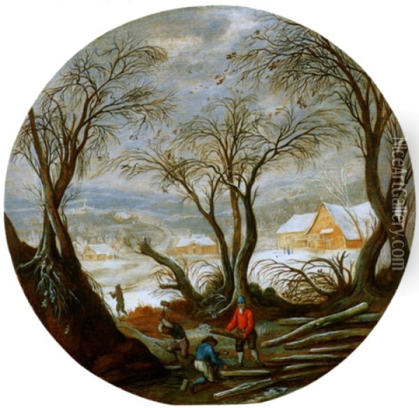 Winterlandschaft Mit Holzfallern Oil Painting - Abel Grimmer