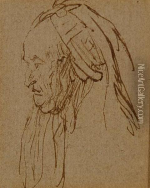 Head Of An Old Woman Oil Painting - Rembrandt Van Rijn
