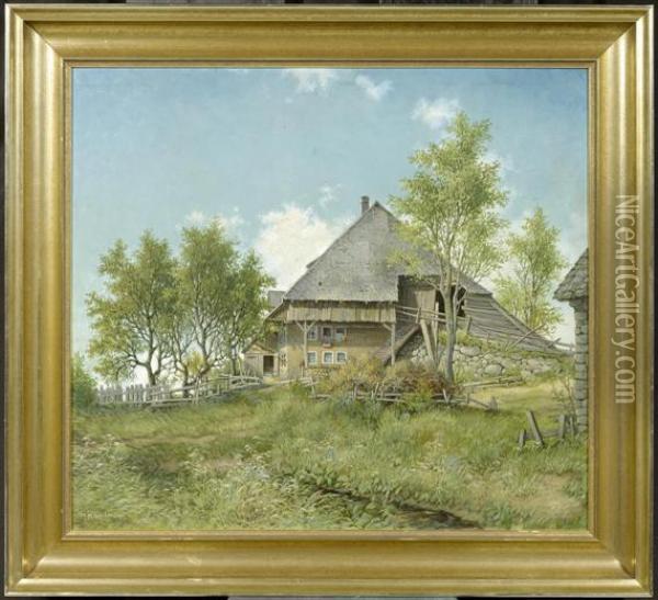 A House In The Black Forest Oil Painting - Karl Hauptmann