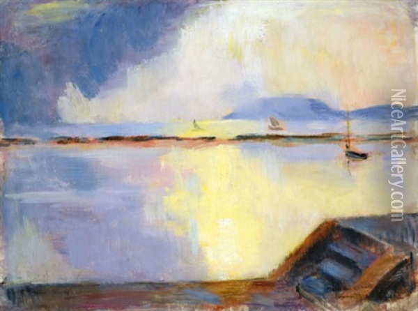 Landscape At Lake Balaton Oil Painting - Bela Ivanyi Gruenwald