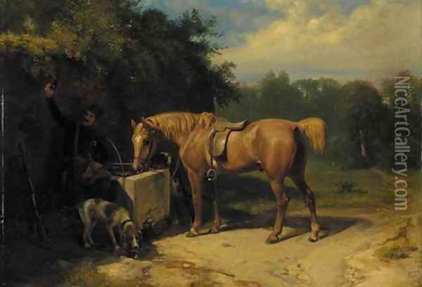 At the Water Pump Oil Painting - Richard Ansdell