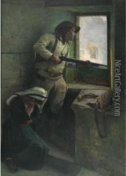 The Defender Oil Painting - Frank Crawford Penfold