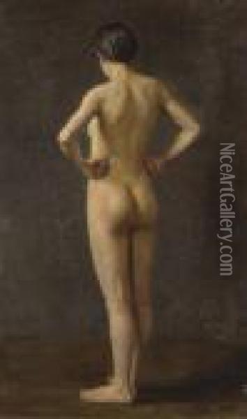 A Standing Female Nude Oil Painting - Alf, Alfred Wallander