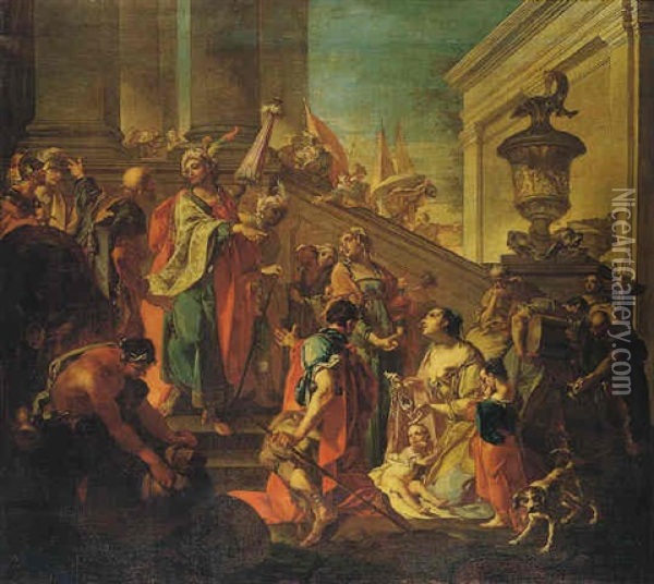 The Family Of Darius Before Alexander Oil Painting - Francesco Monti