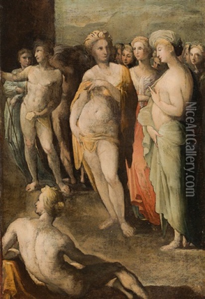 The Virgins Of Croton Oil Painting - Domenico Beccafumi