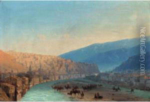 View Of The River Terek Oil Painting - Ivan Konstantinovich Aivazovsky