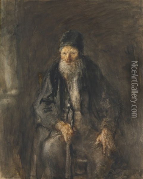 Seated Man Oil Painting - Jozef Israels