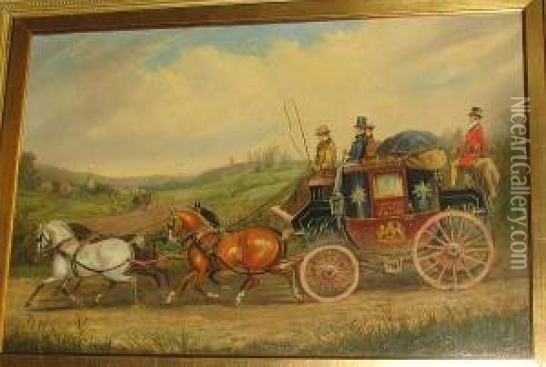 The Liverpool To London Royal Mail Coach Oil Painting - Charles Cooper Henderson