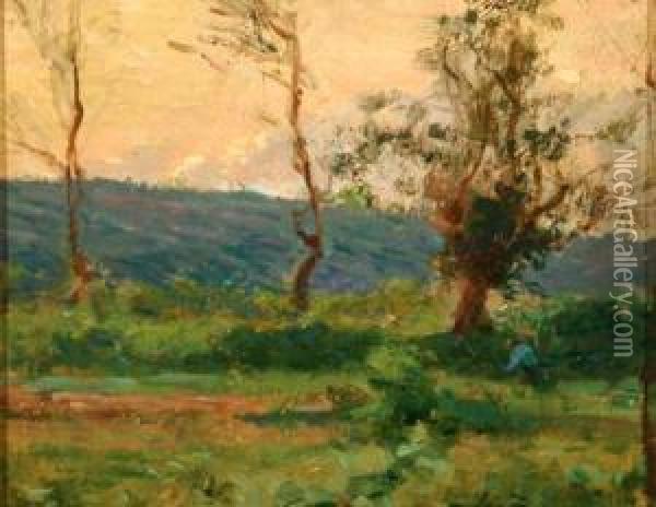 An August Sunset Oil Painting - Frank Alfred Bicknell