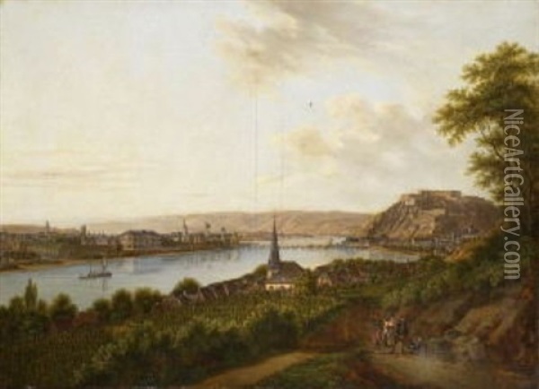 Blick Auf Koblenz Oil Painting - Louis Johann Ludwig Catoir