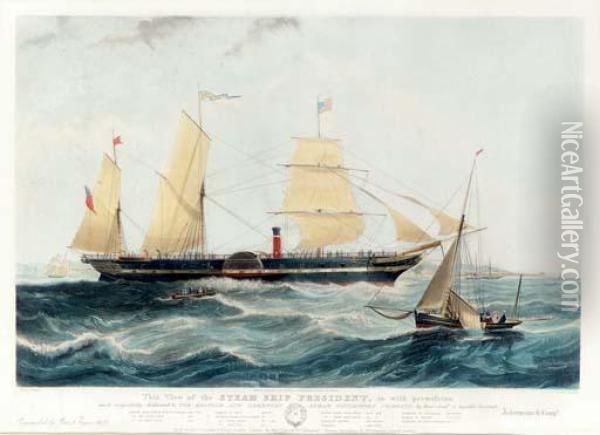 The Steamship President Oil Painting - William Calcott Knell
