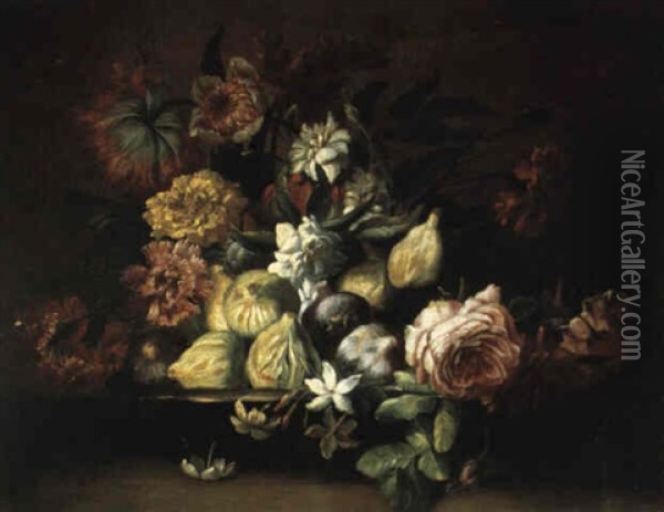 Stilleben Von Blumen Und Feigen Oil Painting - Abraham Brueghel
