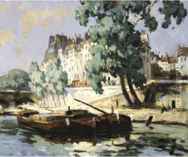 Paris, Ile Saint Louis Oil Painting - Jules Eugene Pages
