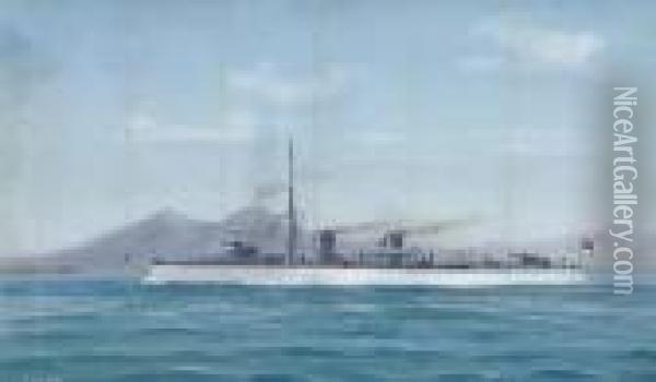 Bruizer On Mediterranean Patrol Off Naples Oil Painting - Atributed To A. De Simone