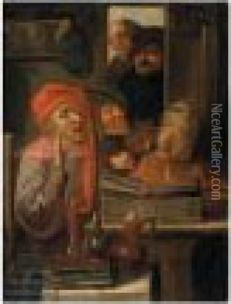 The Music Lesson Oil Painting - Adriaen Brouwer