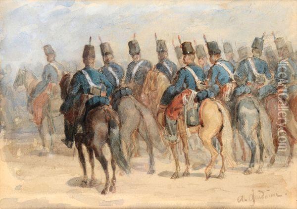 Scene Militaire Oil Painting - Auguste Gardainer