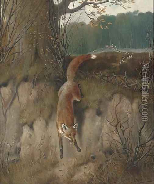 The hunted fox Oil Painting - John Alfred Wheeler