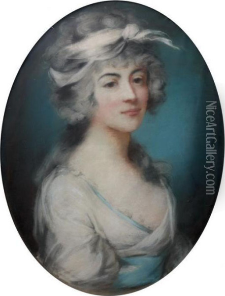 Portrait De Femme Avec Un Noeud Dans Les Cheveux Oil Painting - John Russell
