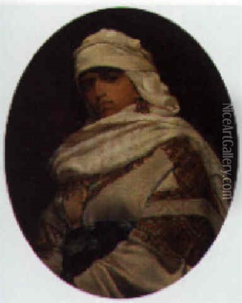 An Oriental Woman Oil Painting - Adriano Cecchi