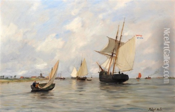 Voiliers En Mer Oil Painting - Robert Charles Gustave Laurens Mols