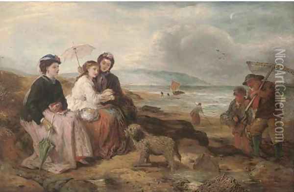At the seaside Oil Painting - Thomas Falcon Marshall
