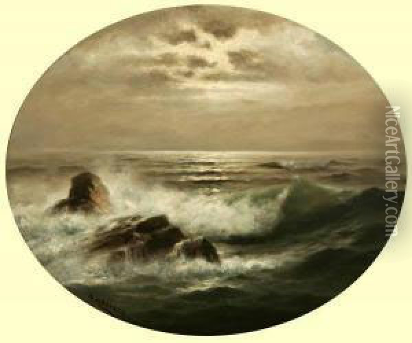 Moonlit Seascape Oil Painting - Nels Hagerup