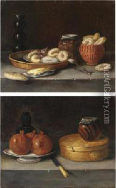Natura Morta Con Biscotti, Frutta Sciroppata E Un Cucchiaio Oil Painting - Juan Van Der Hamen Y Leon