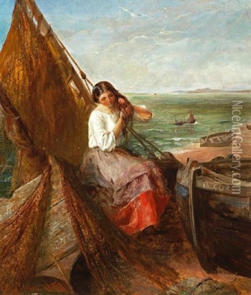 Fisher Girl Oil Painting - Charles James Lewis
