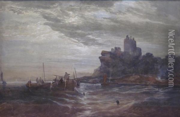 Fishing By The Castle Oil Painting - Samuel Bough