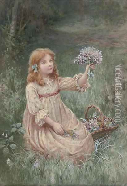 Gathering wild flowers Oil Painting - William of Eton Evans