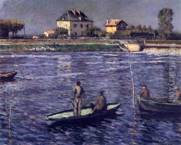 Pecheurs Sur La Seine Oil Painting - Gustave Caillebotte